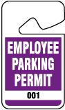 Purple Employee Parking Permit Tag