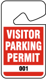 Red Visitor Parking Permit Tag