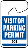 Blue Visitor Parking Permit Tag
