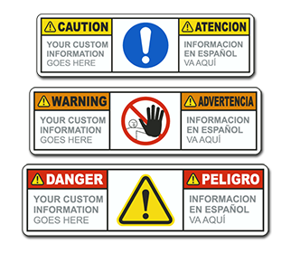 Custom Bilingual ANSI Z535.4 &amp; ISO 3864-2 Safety Label C1569