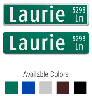 Official Street Sign with Suffix and Street Number