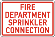 Fire Department Sprinkler Connection Sign