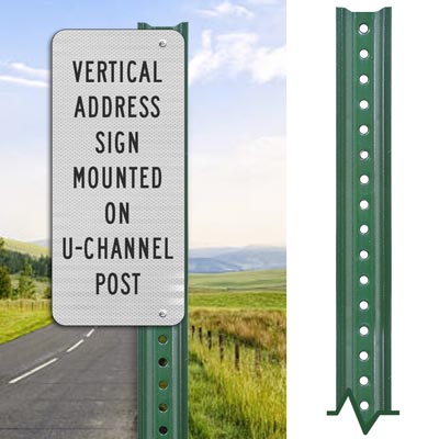 4FT GREEN U CHANNEL SIGN POST LIGHT DUTY FOR STREET ROAD PARKING TRAFFIC SIGNS 