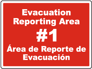 Bilingual Evacuation Reporting Area Sign