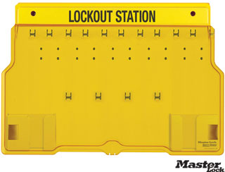 Wall-Mount Empty Lockout Station with 10 Padlocks