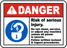 Danger Risk of Serious Injury Sign