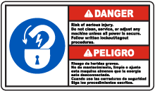 Bilingual Danger Risk of Serious Injury Sign