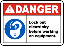 Lock Out Electricity Before Working Sign