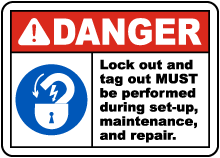 Lock Out and Tag Out Must Be Performed Sign