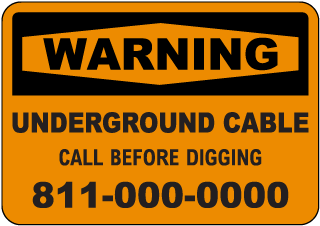 Custom Warning Underground Cable Sign