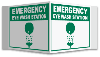 3-Way Emergency Eye Wash Sign