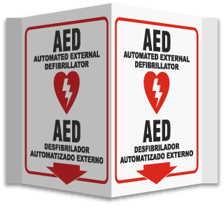 3-Way Bilingual AED Sign
