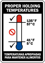 Bilingual Proper Holding Temperatures Sign
