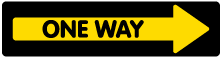 Yellow One Way Right Directional Floor Sign