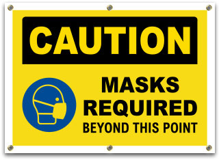Caution Masks Required Beyond This Point Banner