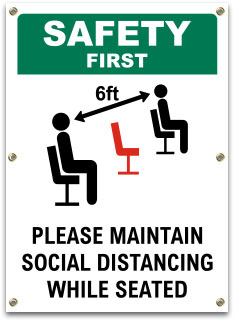 Safety First Social Distancing While Seated Banner