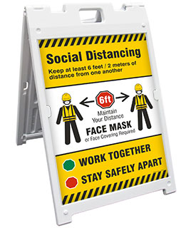 Social Distancing, Face Mask Required Sandwich Board Sign