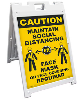 Caution Maintain Social Distancing Sandwich Board Sign