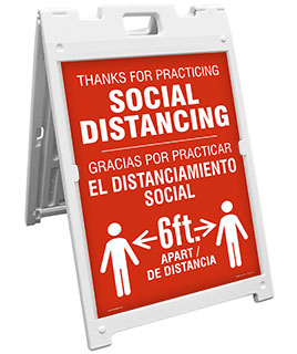 Bilingual Thanks For Practicing Social Distance Sandwich Board Sign