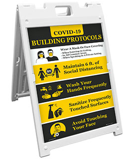 COVID-19 Building Protocols Sandwich Board Sign