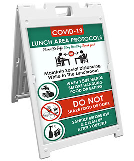 COVID-19 Lunch Area Protocols Sandwich Board Sign