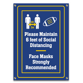 Please Maintain Social Distancing Face Mask Recommended Banner