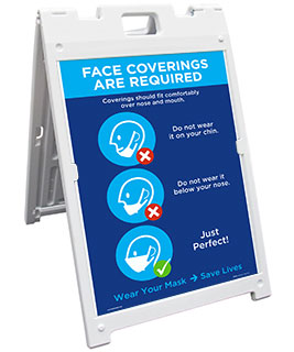 Face Coverings Required, Save Lives Sandwich Board Sign