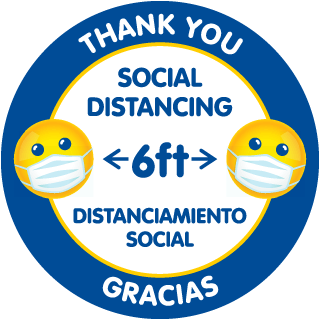 Bilingual Thank You For Social Distancing Floor Sign 