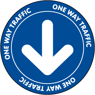 One Way Traffic Blue Floor Sign 
