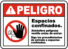 Spanish Danger Hazardous Atmosphere Sign