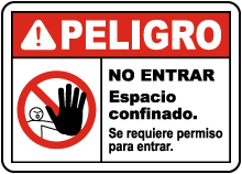 Spanish Danger Do Not Enter Permit Required Label