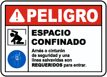 Spanish Safety Harness and Lifeline Required Sign