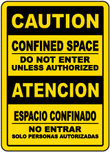 Bilingual Caution Do Not Enter Unless Authorized Sign