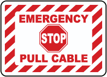 Emergency Stop Pull Cable Label