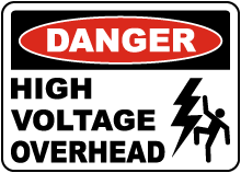 Danger High Voltage Overhead Sign