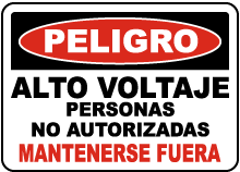 Spanish High Voltage Unauthorized Keep Out Sign
