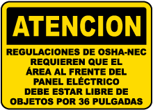 Spanish OSHA-NEC Regulations Sign