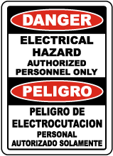Bilingual Electrical Hazard Authorized Personnel Only Sign