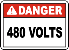 Danger 480 Volts Label