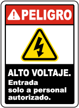 Spanish High Voltage Authorized Personnel Only Sign