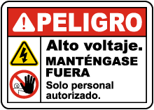 Spanish Danger High Voltage Keep Away Sign