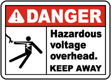 Hazardous Voltage Overhead Sign