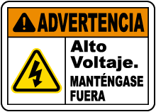 Spanish Warning High Voltage Keep Out Sign