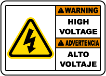 Bilingual Warning High Voltage Sign