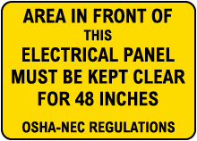 Keep Area Clear for 48 inches Label