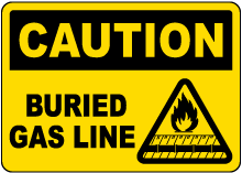 Caution Buried Gas Line Sign