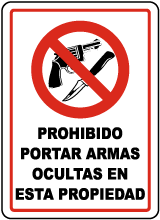 Spanish No Concealed Weapons Allowed Sign