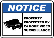 Property Protected By 24 Hour Surveillance Sign
