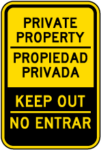 Bilingual Private Property Keep Out Sign