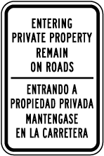 Bilingual Colorado Private Property Access Road Sign